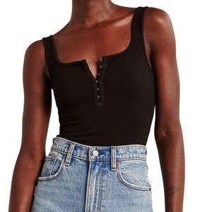NWOT Abercrombie Hook-and-Eye Ribbed Bodysuit - Medium Black